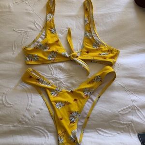 Yellow floral bikini set